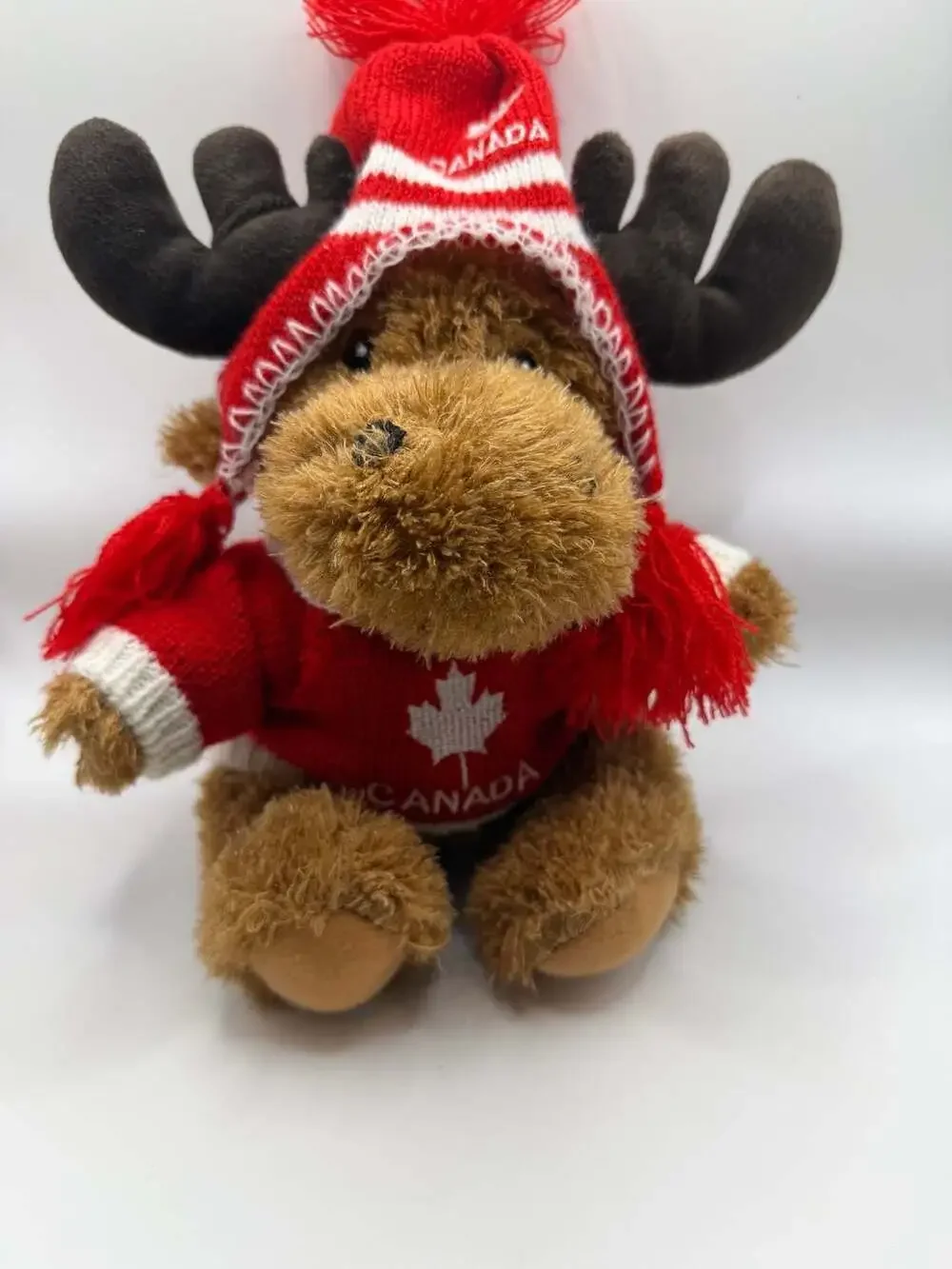 Canadian Moose Stuffed Animal in Red Maple Leaf Sweater - 9